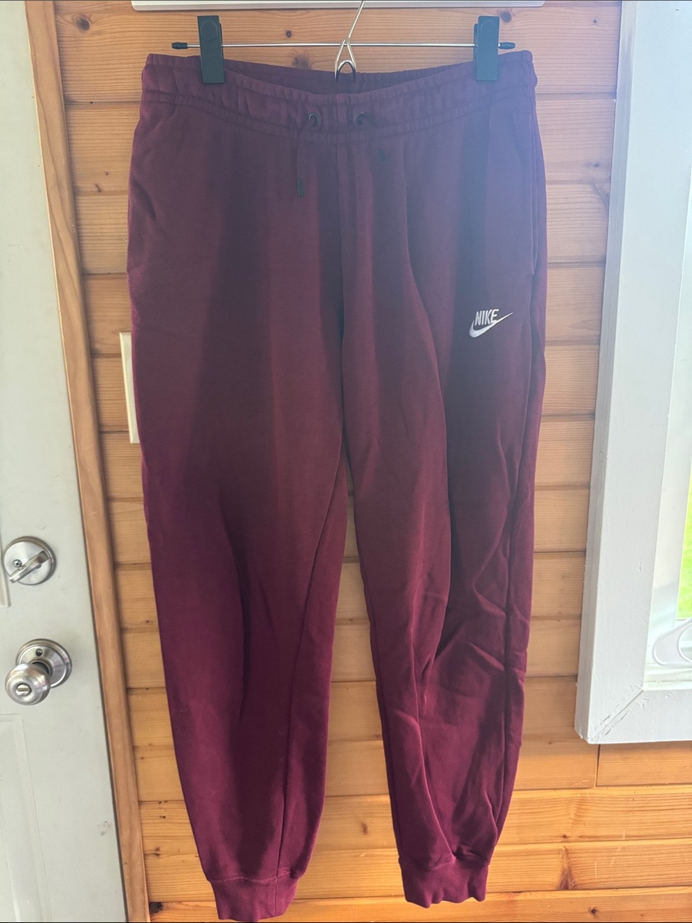 Nike Maroon Jogger Sweatpants with White Swoosh